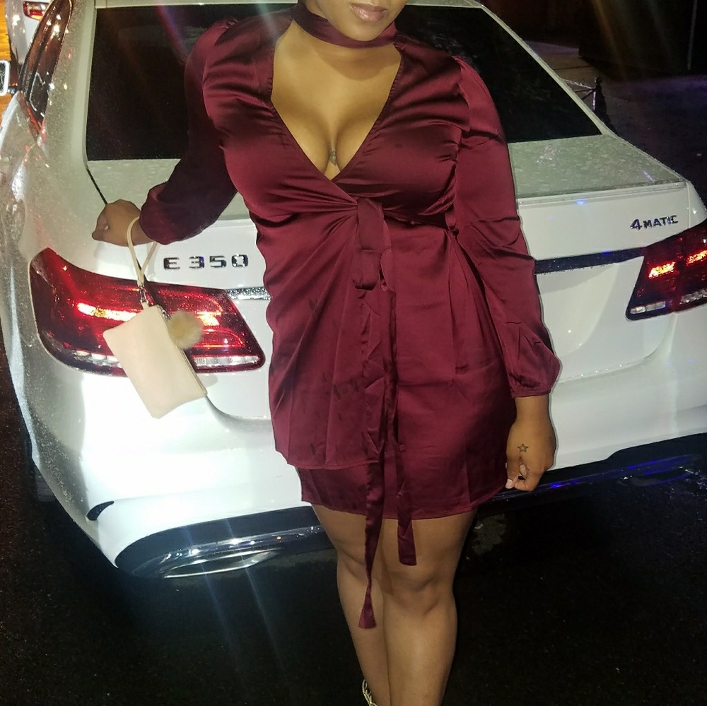 Burgundy Silk Dress